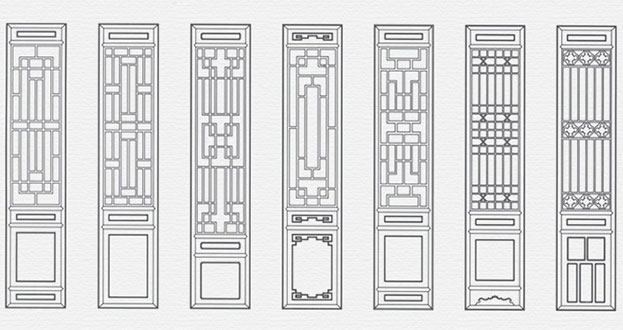 阿荣常用中式仿古花窗图案隔断设计图