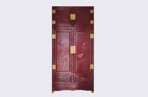 阿荣高端中式家居装修深红色纯实木衣柜